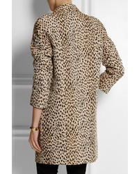 Женское бежевое пальто с леопардовым принтом от Diane von Furstenberg