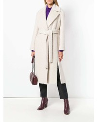 Женское бежевое пальто с украшением от Salvatore Ferragamo