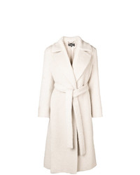 Женское бежевое пальто с украшением от Salvatore Ferragamo