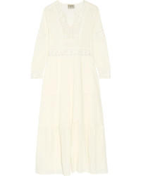 Бежевое платье-макси крючком