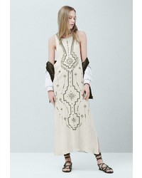Бежевое платье-макси от Mango