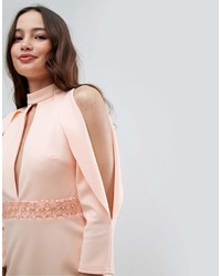 Бежевое платье-миди с украшением от Asos