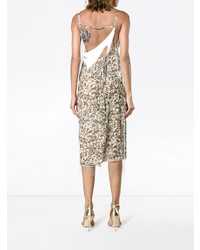 Бежевое платье-миди с цветочным принтом от Calvin Klein 205W39nyc