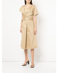 Бежевое платье-миди от Goen.J
