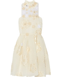 Бежевое платье с цветочным принтом от Fendi