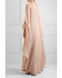 Бежевое сатиновое вечернее платье от Valentino