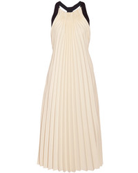 Бежевое шелковое платье-миди со складками от 3.1 Phillip Lim