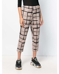 Женские бежевые брюки-галифе в клетку от Marni