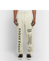 Бежевые брюки чинос с принтом от Human Made