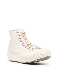 Мужские бежевые высокие кеды из плотной ткани от Superga