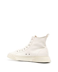 Мужские бежевые высокие кеды из плотной ткани от Ami Paris