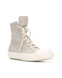 Мужские бежевые высокие кеды из плотной ткани от Rick Owens DRKSHDW