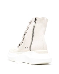 Мужские бежевые высокие кеды из плотной ткани от Rick Owens DRKSHDW