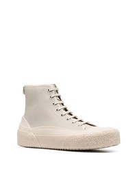 Мужские бежевые высокие кеды из плотной ткани от Studio Nicholson