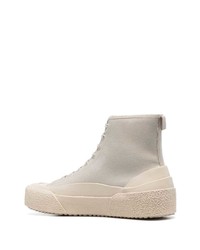 Мужские бежевые высокие кеды из плотной ткани от Studio Nicholson