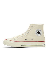 Мужские бежевые высокие кеды из плотной ткани от Converse