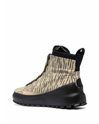 Мужские бежевые высокие кеды из плотной ткани от Stone Island