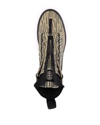 Мужские бежевые высокие кеды из плотной ткани от Stone Island