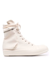 Мужские бежевые высокие кеды из плотной ткани от Rick Owens DRKSHDW