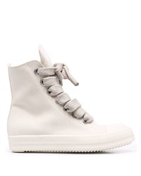 Мужские бежевые высокие кеды из плотной ткани от Rick Owens DRKSHDW