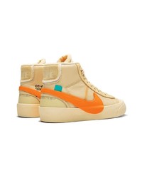 Мужские бежевые высокие кеды из плотной ткани от Nike X Off-White