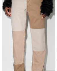 Мужские бежевые джинсы в стиле пэчворк от Helmut Lang