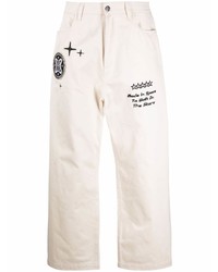 Мужские бежевые джинсы с вышивкой от Enterprise Japan