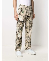 Мужские бежевые джинсы с принтом от 424