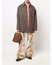 Мужские бежевые джинсы с цветочным принтом от Acne Studios