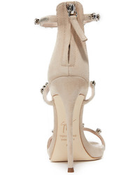 Женские бежевые замшевые босоножки от Giuseppe Zanotti