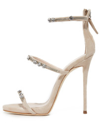 Женские бежевые замшевые босоножки от Giuseppe Zanotti