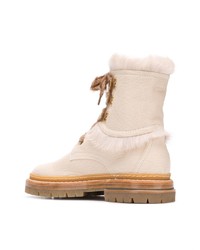 Женские бежевые замшевые ботинки на шнуровке от AGL