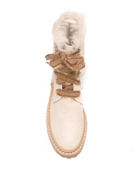 Женские бежевые замшевые ботинки на шнуровке от AGL
