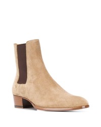 Мужские бежевые замшевые ботинки челси от Saint Laurent