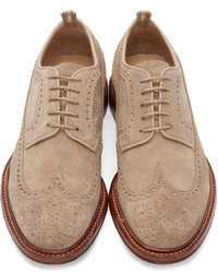 Бежевые замшевые броги от Officine Creative