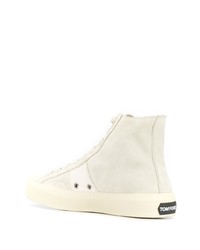 Мужские бежевые замшевые высокие кеды от Tom Ford