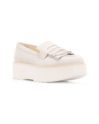 Бежевые замшевые лоферы на платформе от Hogan