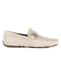 Мужские бежевые замшевые мокасины от Salvatore Ferragamo