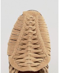 Мужские бежевые замшевые плетеные сандалии от Asos