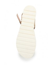 Бежевые замшевые сандалии на плоской подошве от Oxigeno