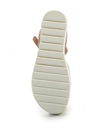 Бежевые замшевые сандалии на плоской подошве от Oxigeno