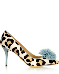 Бежевые замшевые туфли с леопардовым принтом от Charlotte Olympia