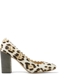 Бежевые замшевые туфли с леопардовым принтом от Chloé