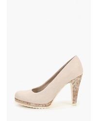 Бежевые замшевые туфли от Marco Tozzi