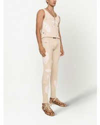 Мужские бежевые зауженные джинсы от Dolce & Gabbana