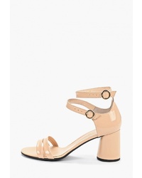 Бежевые кожаные босоножки на каблуке от Argo