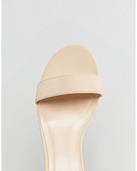 Бежевые кожаные босоножки на каблуке от Qupid