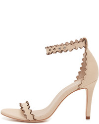 Бежевые кожаные босоножки на каблуке от Zimmermann