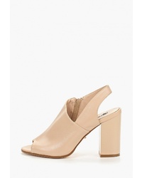 Бежевые кожаные босоножки на каблуке от Lino Marano