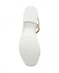 Бежевые кожаные босоножки на каблуке от Mabu